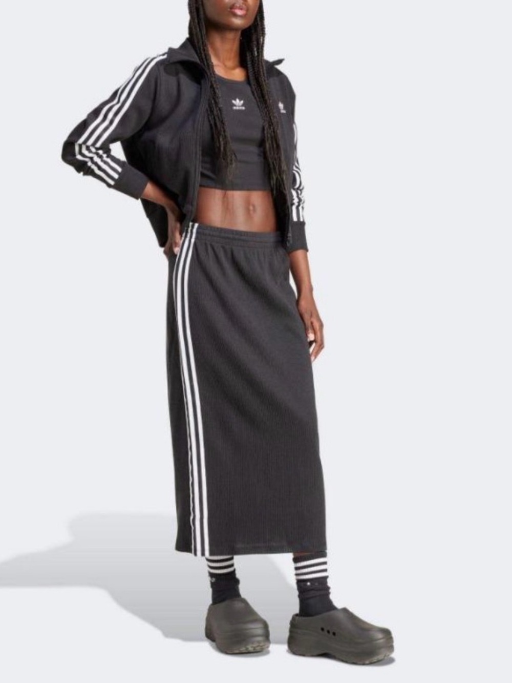 Adidas Black Knit Skirt with White 3-Stripe Side Detail- NWOT-XL